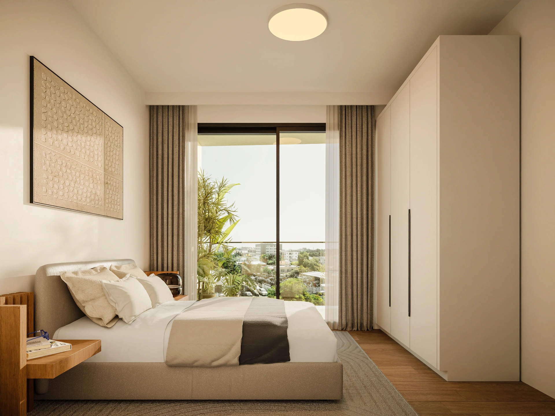 NEON master bedroom with floor-to-ceiling window