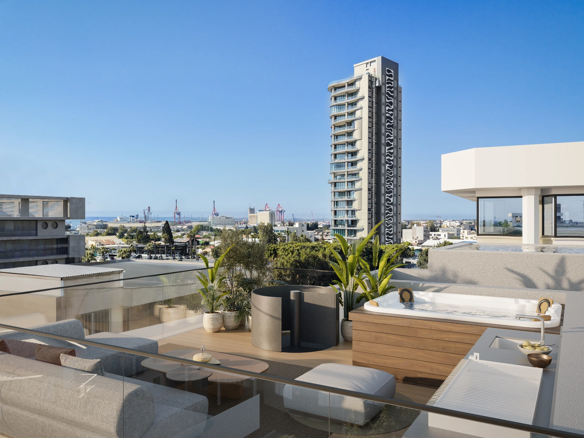 NEON rooftop terrace with jacuzzi and city views